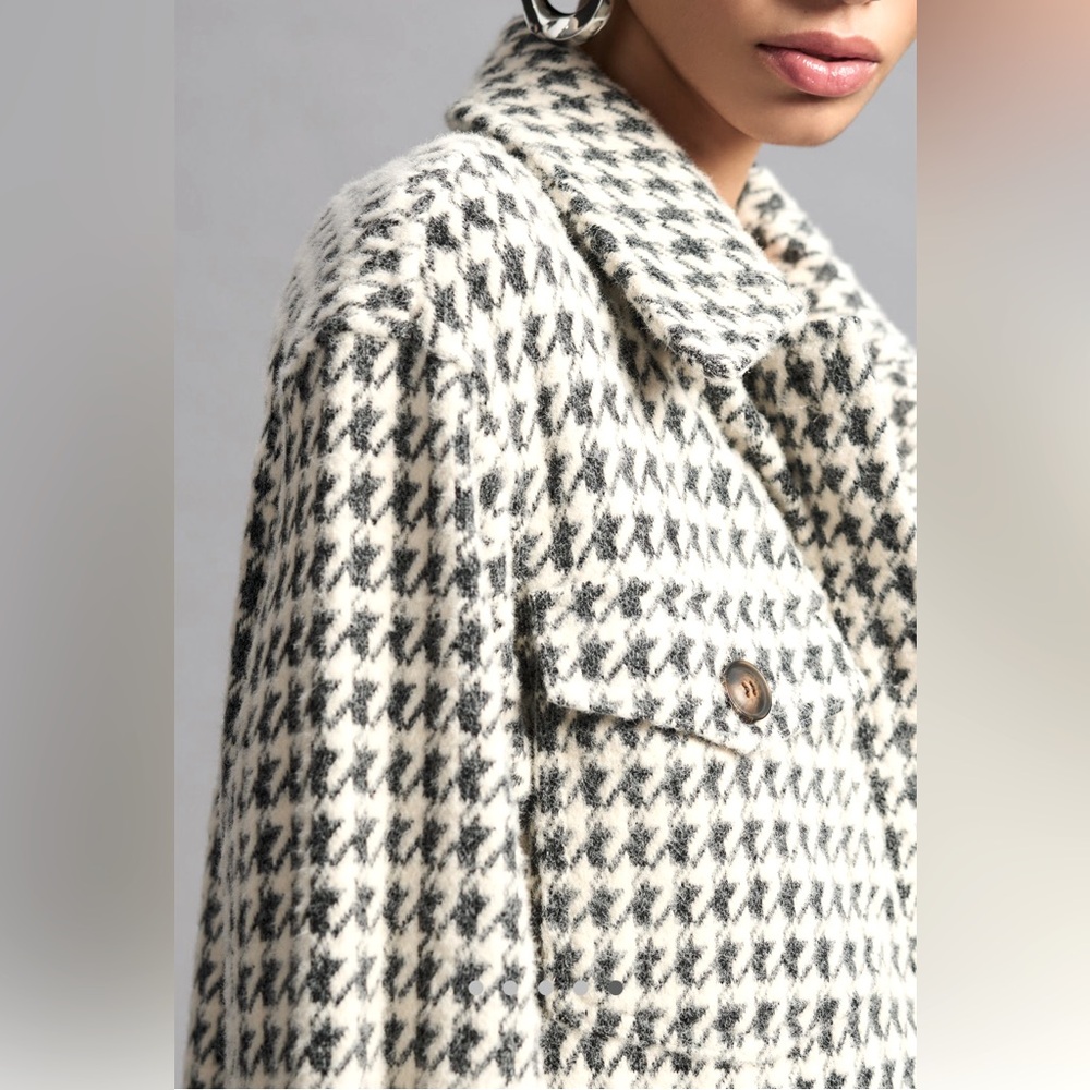 Anthropologie Greylin Black and White Houndstooth Shirt Jacket NWOT